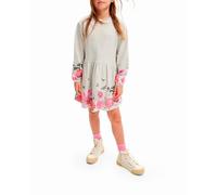 Desigual Vestido en tejido sudadera de niña con mariposa. Gris 4 Años