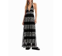 Desigual Vestido maxi bordados de mujer. Negro 40/M