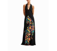 Desigual Vestido maxi halter dibujos jungla de mujer. Negro 38/S