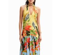 Desigual Vestido maxi halter tropical de mujer. Multicolor 42/L
