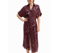 Desigual Vestido midi camisero flores. Negro 36/S