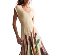 Desigual Brushes LS Lacroix Dress, Blanco, XL Women's