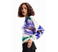 Desigual Woman Flat Knit Thick Gauge Jacket Sudadera, Blanco, L para Mujer