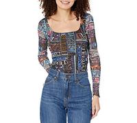 Desigual Woman Knit Body Long Sleeve Blouse, Negro, M Mujeres