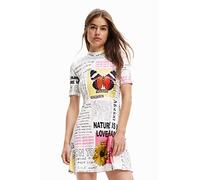 Desigual Vest_Newspaper 1000 Vestido, Blanco, XL Mujeres