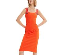 Desigual Woman Knit Dress Straps Vestido, Naranja, L para Mujer