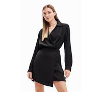 Desigual Woman Woven Dress Long Sleeve Vestido, Negro, M Mujeres