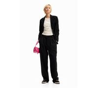 Desigual Woman Woven Long Trousers Pantalones Casuales, Negro, L para Mujer