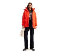 Desigual Woman Woven Padded Long Overcoat Abrigo Largo para Mujer de Lana Acolchada, Naranja, XS
