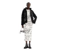 Desigual Woman Woven Padded Short Overcoat Pantalones Cortos de Lana para Mujer, Negro, S