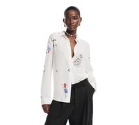 Desigual Woman Woven Shirt Long Sleeve Blouse, Blanco, L Mujeres