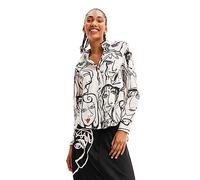 Desigual Woman Woven Shirt Long Sleeve Blouse, Blanco, M Mujeres