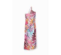 Desigual Desigual - Vestido midi asimétrico tropical de mujer. Blanco Talla 38