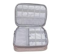 Desikixudy Bolsa de maquillaje impermeable de 3 capas, organizador de viaje, mini estuche de tren con divisores ajustables para cosméticos, brochas de maquillaje, Gray
