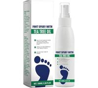 Desinfectante para pies en aerosol con aceite de árbol de té (100 ml), refrescante natural, antiolor e hidratante, eliminador de sudor y mal olor, para hombres y mujeres
