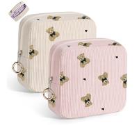 Desing Wish 2 Piezas Neceser Maquillaje Mujer Pequeño Bolsa Maquillaje Viaje Neceser Mini Travel Bag Bolso Cosmeticos Niña Estuche Portátil con Cremallera Makeup Bag Organizador Accesorio Regalo