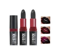 Desing Wish 2 Piezas Pintalabios Negro Permanente Labiales Mate Larga Duracion Labial Lip Tint Gloss Stain Brillo Tinta Barra de Labios Tinte Labios Black Lipstick Set Kit Maquillaje Mujer Regalo