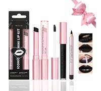 Desing Wish 3 Piezas Negro Pintalabios Permanente Perfilador Labios Brillo Barra de Labios Labiales Mate Azul Larga Duracion Labial Delineador Labios Lip Tint Lip Liner Regalo Mujer Maquillaje Kit