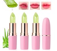 Desing Wish 3 Piezas Pintalabios Magico Aloe Vera Labial Cambia Color PH Labiales Barra de Labios Permanente Bálsamo Labial Hidratante Lip Tint Gloss Brillo Labios Lapiz Kit Maquillaje Mujeres Regalo
