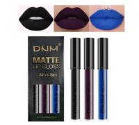 Desing Wish 3 Piezas Pintalabios Negro Permanente Labiales Mate Larga Duracion Labial Lip Tint Gloss Stain Brillo Tinta Barra de Labios Tinte Labios Black Lipstick Set Kit Maquillaje Mujer Regalo