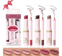 Desing Wish 3 Piezas Pintalabios Perfilador Permanente Labios Rojo Rosa Brillo Barra de Labios Labiales Mate Larga Duracion Labial Delineador Labios Lip Tint Lip Liner Kit Mujer Regalo Maquillaje