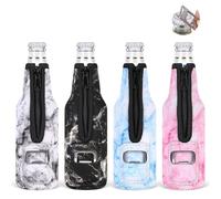Desing Wish 4 Piezas 12oz Beer Can Cooler Sleeve Funda para Latas de Cerveza Isotermica Antideslizante Soporte de Neopreno Manga Aislante para Bebidas Manga Refrigerante para Latas con Abrebotellas