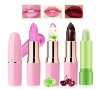 Desing Wish 4 Piezas Magico Pintalabios Aloe Vera Flor Labial Cambia Color PH Pintalabios Labiales Barra Labios Permanente Bálsamo Labial Hidratante Lip Tint Gloss Lapiz Mujeres Regalo Kit Maquillaje