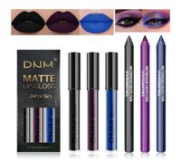 Desing Wish 6 Piezas Pintalabios Permanente Negro 3IN1 Eyeliner Set Sombra de Ojos Lápiz Perfilador Labios Lapiz Ojos Delineador Waterproof Mate Labiales Larga Duracion Maquillaje Kit Mujer Regalo