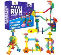 Desire Deluxe Circuito De Canicas Magnético - 80 Piezas De Bloques Magnéticos De Construcción con Pistas, Toboganes Y Embudos - Juguete Montessori Stem para Niños Y Niñas De 3-8 Años