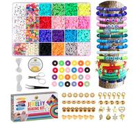 Desire Deluxe Kit de fabricación de pulseras - Perlas para pulseras, collares de amistad con kit de colgantes y cordones elásticos - Suministros para hacer joyas para Halloween, Navidad, regalos