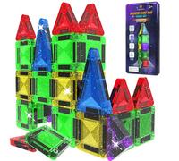 Desire Deluxe Micro Bloques Magnéticos de Construcción - Juguete Educativo Stem de Viaje para Niños, Juguete Sensorial Montessori Magnético para Niños y Niñas 3+ Años (28 Piezas - Brillo)