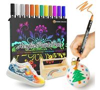 Desire Deluxe Rotuladores de Pintura Acrílica para Piedras, Cerámica, Vidrio, Madera - Marcadores a Base de Agua No Tóxicos - Excelente Material de Arte para Artistas (Doble Punta Multicolor, 12)