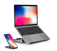Desire2 Soporte Elevador para computadora portátil con Soporte para teléfono, Soporte Ajustable para Escritorio, Soporte portátil de 360 Grados, Compatible con MacBook, DELL, HP, Lenovo