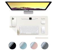 DesireTech Tapete reversible de escritorio de oficina, tapete de escritorio de doble cara, protector de superficie de mesa de piel sintética impermeable, tapete para laptop y alfombrilla de mouse para