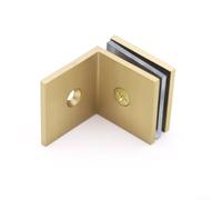 Desiumite Abrazadera de vidrio de ángulo de 90 grados de latón para mamparas de ducha, adecuada para vidrio de 8 a 12 mm de grosor, montado en la pared, 45 x 45 mm (dorado)