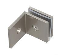 Desiumite Abrazadera de vidrio de ángulo de latón de 90 grados para mamparas de ducha, adecuada para vidrio de 8 a 12 mm de grosor, montado en la pared, 45 x 45 mm (cepillado)