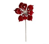 Desiumite Adorno decorativo de flores de magnolia para colgar en el árbol, con tallo flexible, pieza de exhibición interior hecha de material acrílico de franela para decoración del hogar (rojo)