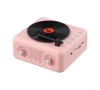 Desiumite Altavoz retro portátil con FM, controlador de rango completo integrado, reproducción USB/TF, salida de 5 W, batería de 800 mAh para el hogar o viajes (rosa)