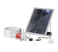 Desiumite Bomba de agua solar de 25 W con motor sin escobillas de 12 V, flujo de 1100 l/h, cabezal de 5 m, bomba de fuente de estanque de jardín con tubo de agua de 2 m, cable de alimentación de 10 m