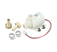 Desiumite Bomba de circulación de agua caliente silenciosa de 12 V CC, motor sin escobillas, 8 litros/min, cabezal de 3 metros, acoplador de latón, se adapta a NPT de 1/2 pulgada e roscas para