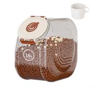 Desiumite Caja de almacenamiento de grano transparente hermética con temporizador de frescura y sello de silicona, recipiente de arroz de gran capacidad con taza medidora para un uso diario preciso