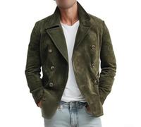 Desiumite Chaqueta de Ante para Hombre Casual para retro Chaqueta de Ante | Men\'s For para retro Casual Loose Faux Suede For para blazer Jacket For para slim Solid Lapel Outwear Coat