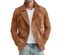 Desiumite Chaqueta de Ante para Hombre Casual para retro Chaqueta de Ante | Men\'s For para retro Casual Loose Faux Suede For para blazer Jacket For para slim Solid Lapel Outwear Coat