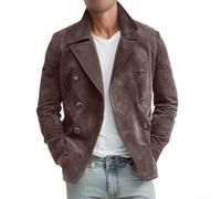Desiumite Chaqueta de Ante para Hombre Casual para retro Chaqueta de Ante | Men\'s For para retro Casual Loose Faux Suede For para blazer Jacket For para slim Solid Lapel Outwear Coat