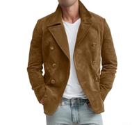 Desiumite Chaqueta de Ante para Hombre Casual para retro Chaqueta de Ante | Men\'s For para retro Casual Loose Faux Suede For para blazer Jacket For para slim Solid Lapel Outwear Coat
