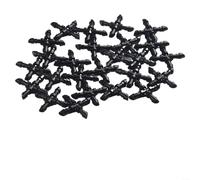 Desiumite Conector de púas cruzadas de 4 vías para tubos de riego por goteo de 4 mm, ajuste de polipropileno para sistemas de riego de jardín, compatible con tuberías de baja presión, paquete de 25/50