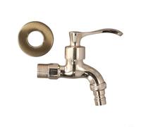 Desiumite Grifo de bronce vintage para lavadora montado en la pared, latón macizo, grifo decorativo para jardín, compatible con suministro de agua fría y caliente para instalar en el hogar (dorado)