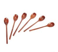 Desiumite Juego de 6 cucharas de cocina de madera natural, 23 cm de largo, estilo coreano, para té, café, postre y ensalada, resistentes al calor, (SKU)