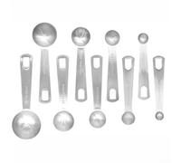 Desiumite Juego de cucharas medidoras de acero inoxidable con 1/8 cucharadita a 1 cucharada, ml y cucharadita/cucharada marcas dobles, anillo desmontable, pinza y varilla de agitación para una porción