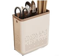 Desiumite Organizador de utensilios montado en la pared que ahorra espacio para palillos, cucharas y cuchillas, hecho de material de polipropileno, sistema de fijación de pared sin taladrar (A gris)